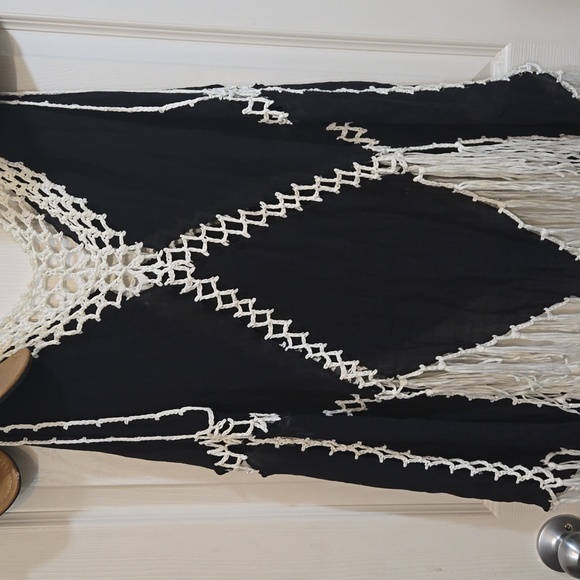 Shein- bathing suit cover up, black, white, 1XL,airy,beach,summer - Picture 2 of 7